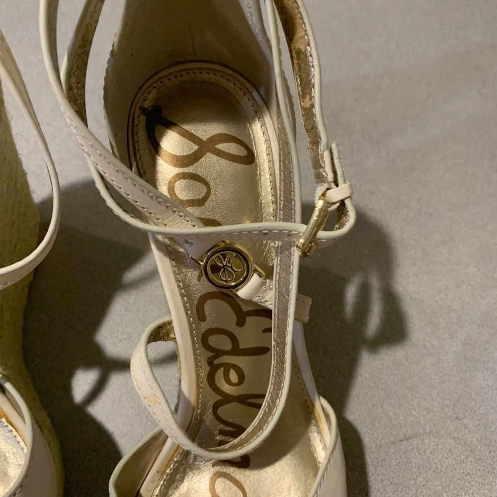 Sam Edelman Cream Platform High Wedge Sandals sz 8.5 M